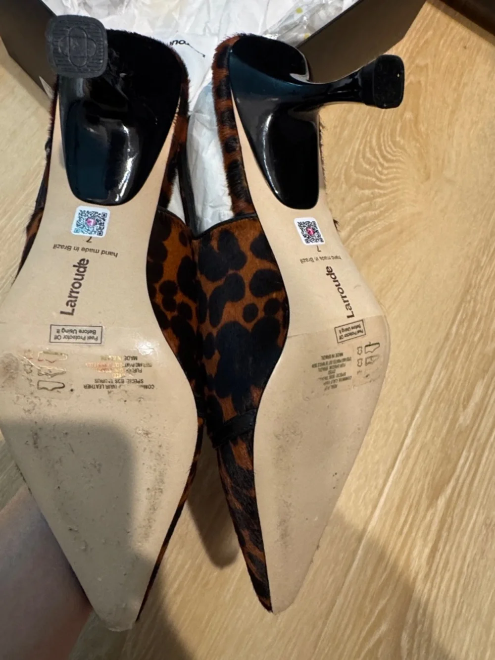 Larroude Ines Leopard Print Slingback Pointed-Toe Heels